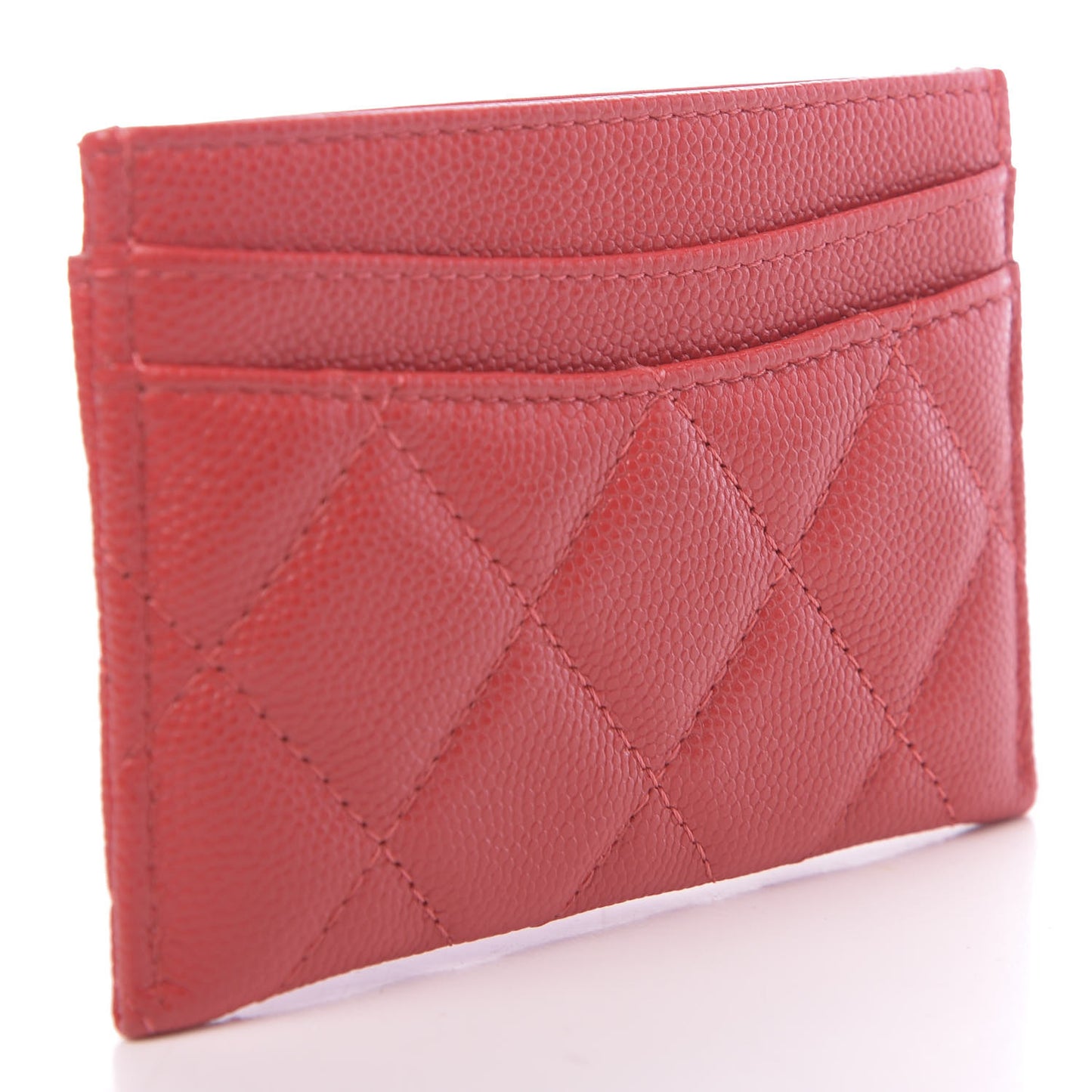 Caviar Quilted Card Holder Red