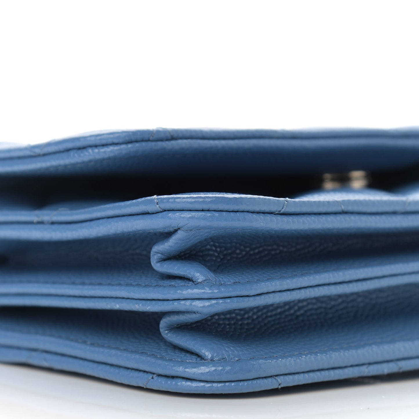 Caviar Quilted Mini Wallet On Chain WOC Blue