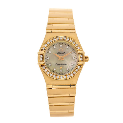 Omega 18K Yellow Gold Diamond Bezel Mother of Pearl 22mm Constellation Quartz Watch 1167.75.00 1 of 5