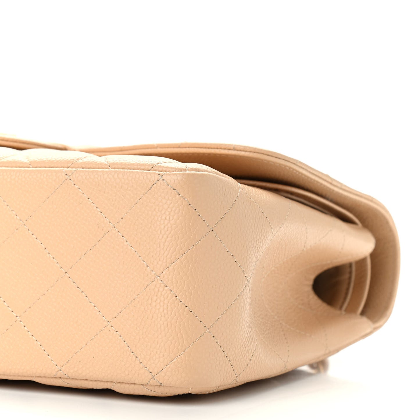 Caviar Quilted Jumbo Double Flap Beige Clair