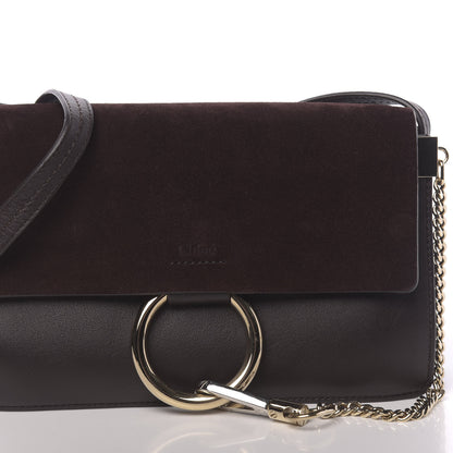 Chloe Suede Calfskin Small Faye Shoulder Bag Carbon Brown 9 of 9