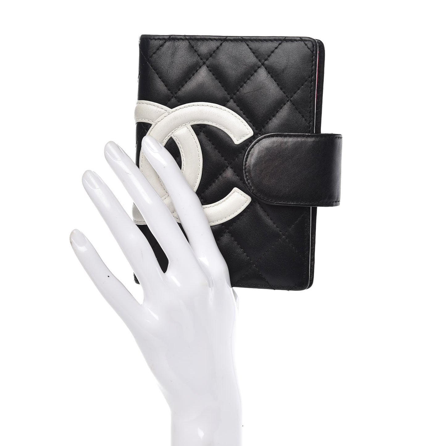 Calfskin Quilted Small Cambon Agenda Planner Black White
