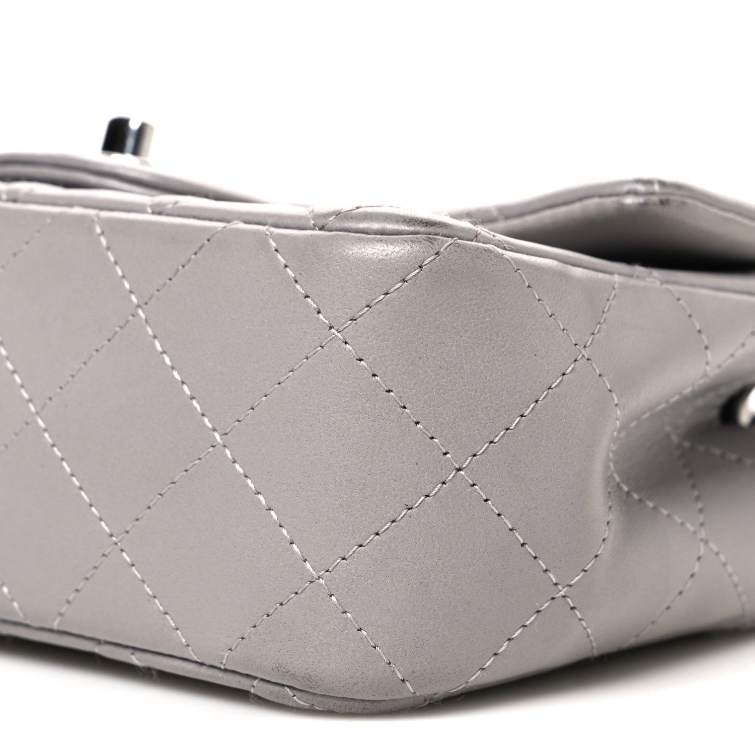 Chanel Lambskin Quilted Mini Rectangular Flap Grey 10 of 12