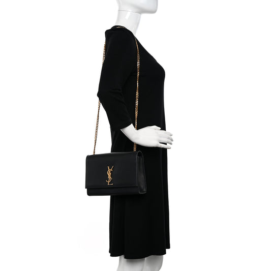 Grain De Poudre Medium Classic Monogram Kate Satchel Black