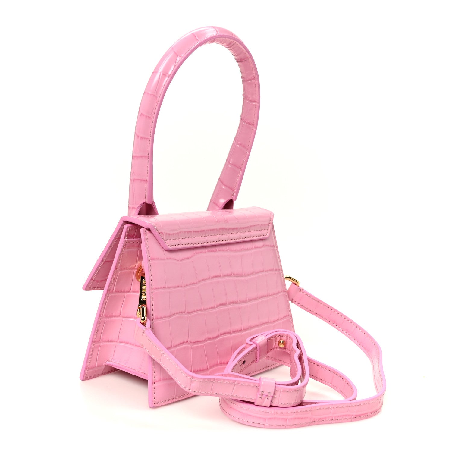 Jacquemus Calfskin Crocodile Embossed Le Chiquito Moyen Pink 3 of 9