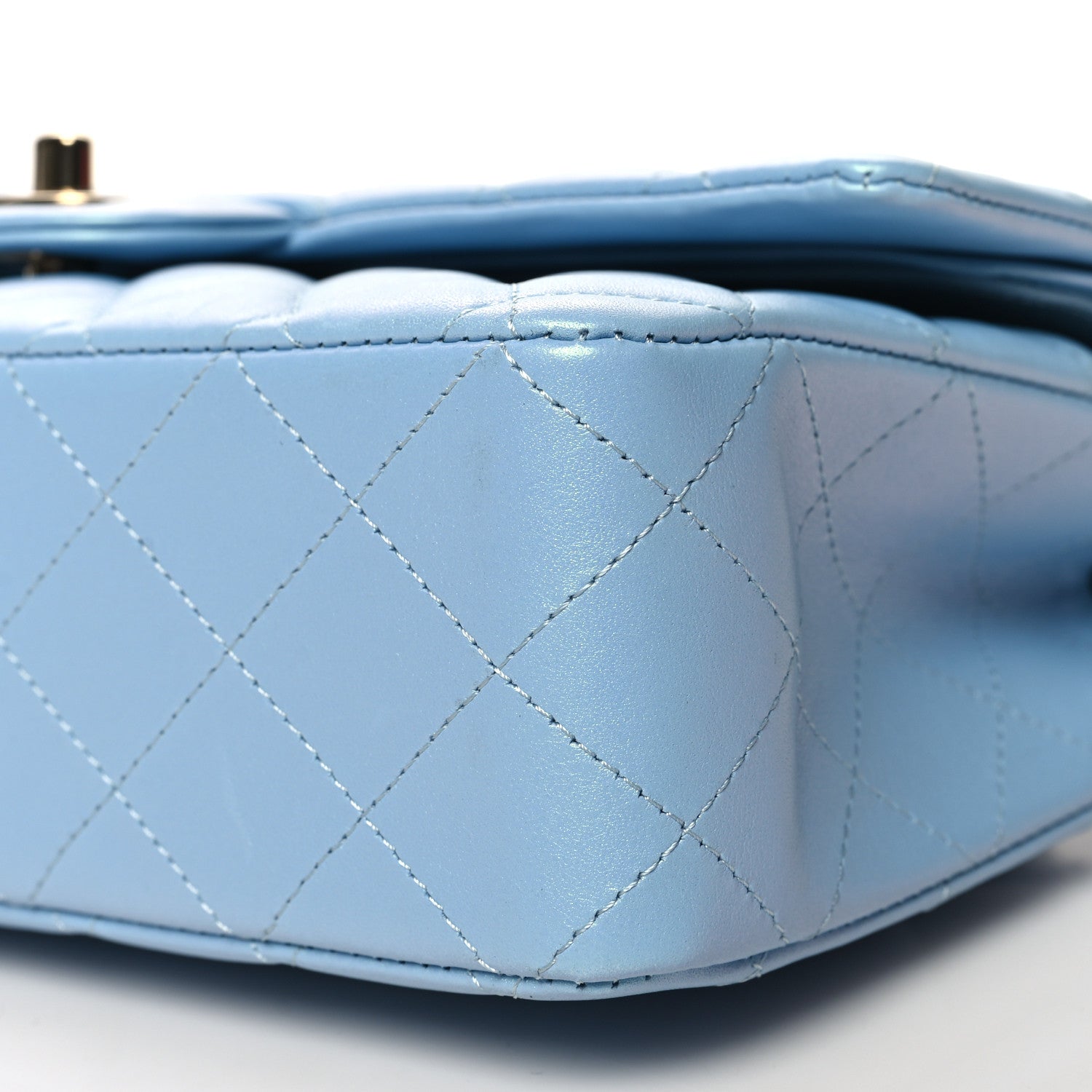 Chanel Iridescent Lambskin Quilted Medium Double Flap Light Blue 10 of 10