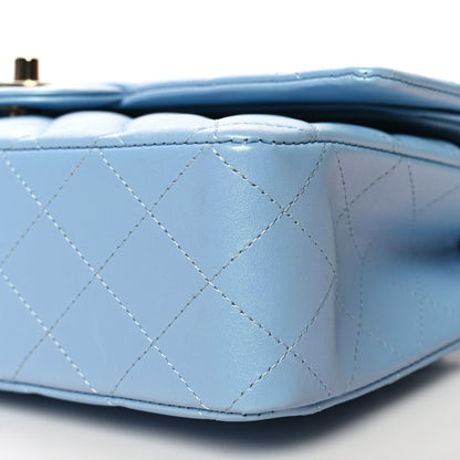 Chanel Iridescent Lambskin Quilted Medium Double Flap Light Blue 10 of 10