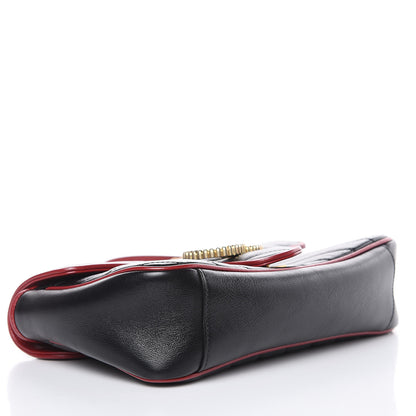 Gucci Vintage Effect Calfskin Matelasse Diagonal Small Torchon GG Marmont Shoulder Bag Black Romantic Cherry 4 of 10