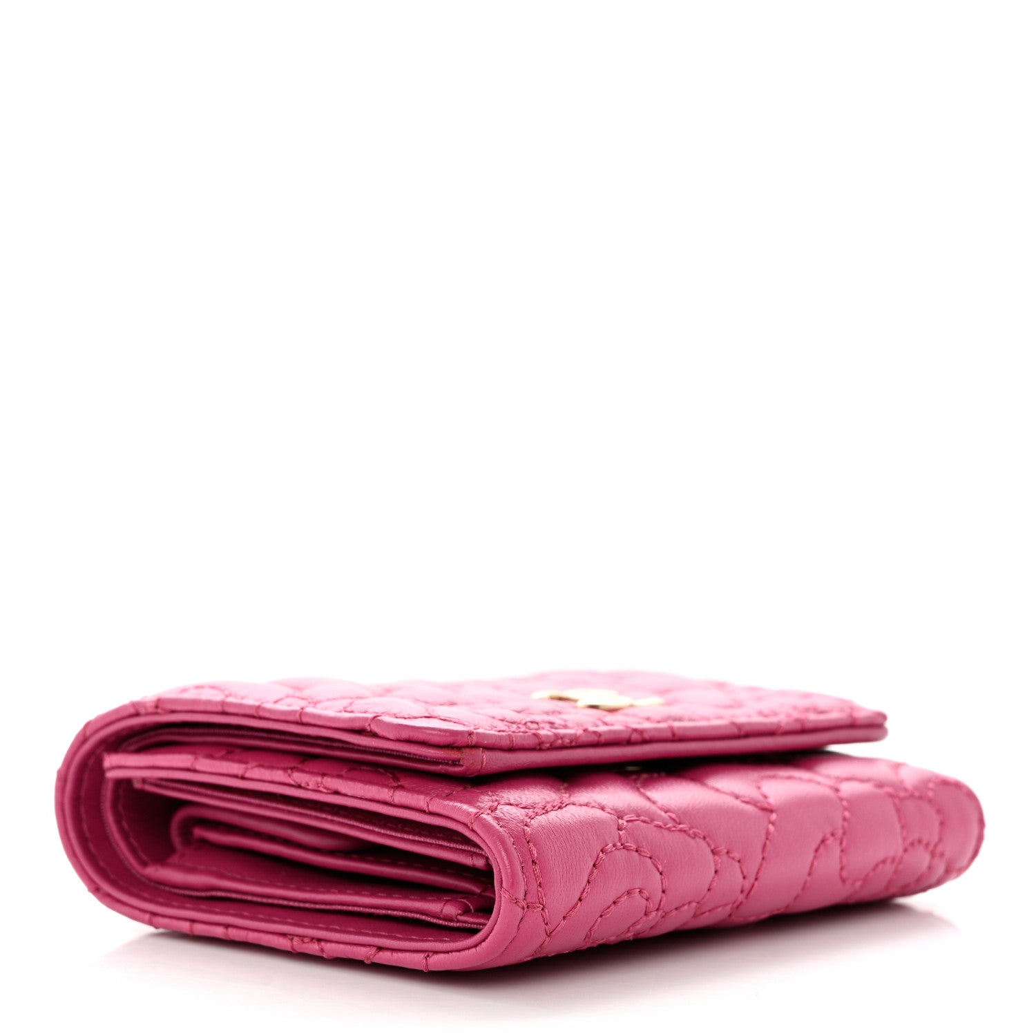Chanel Lambskin Camellia Embossed Small Wallet Pink 4 of 7