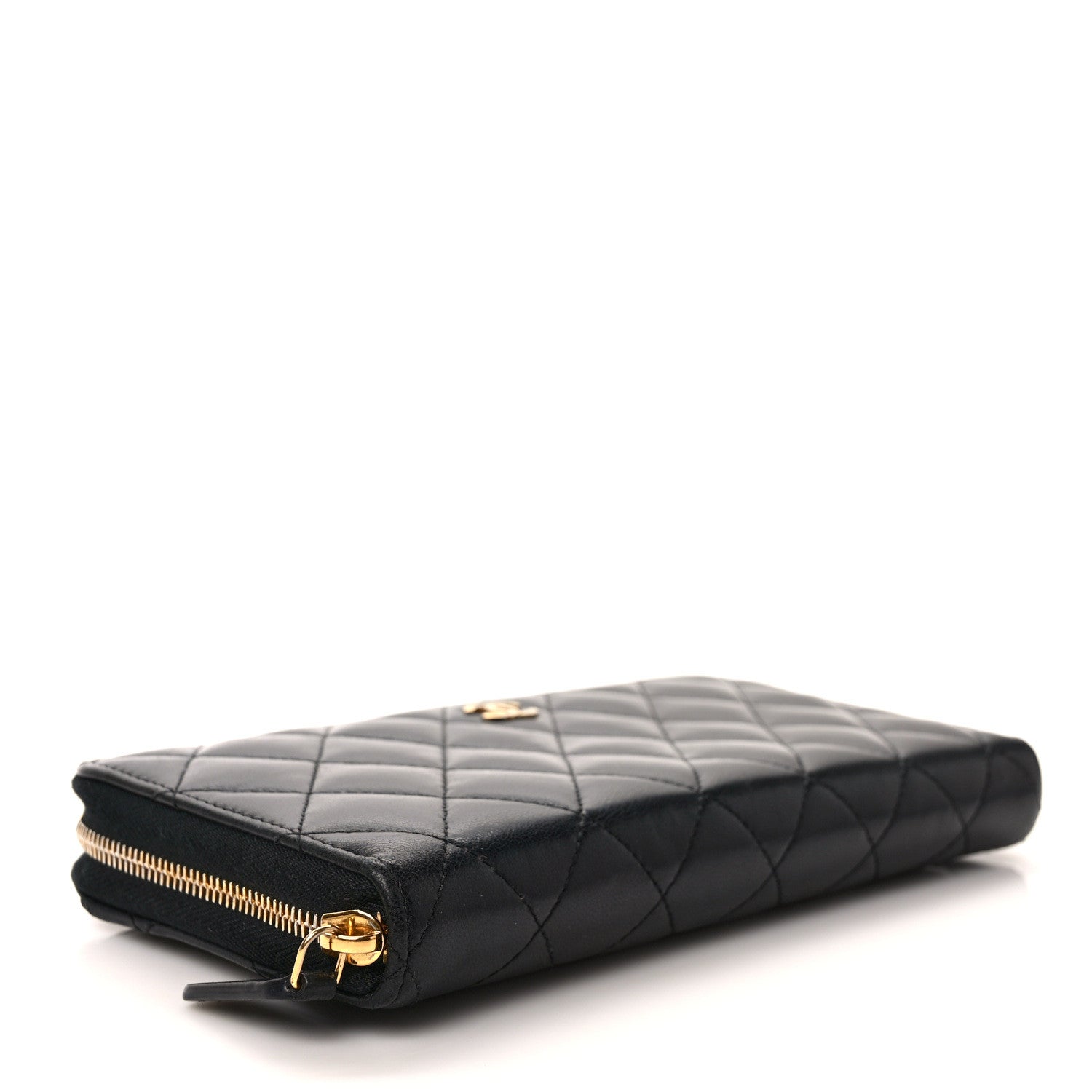 Chanel Lambskin Quilted Large Gusset Zip Around Wallet Black 4 of 7