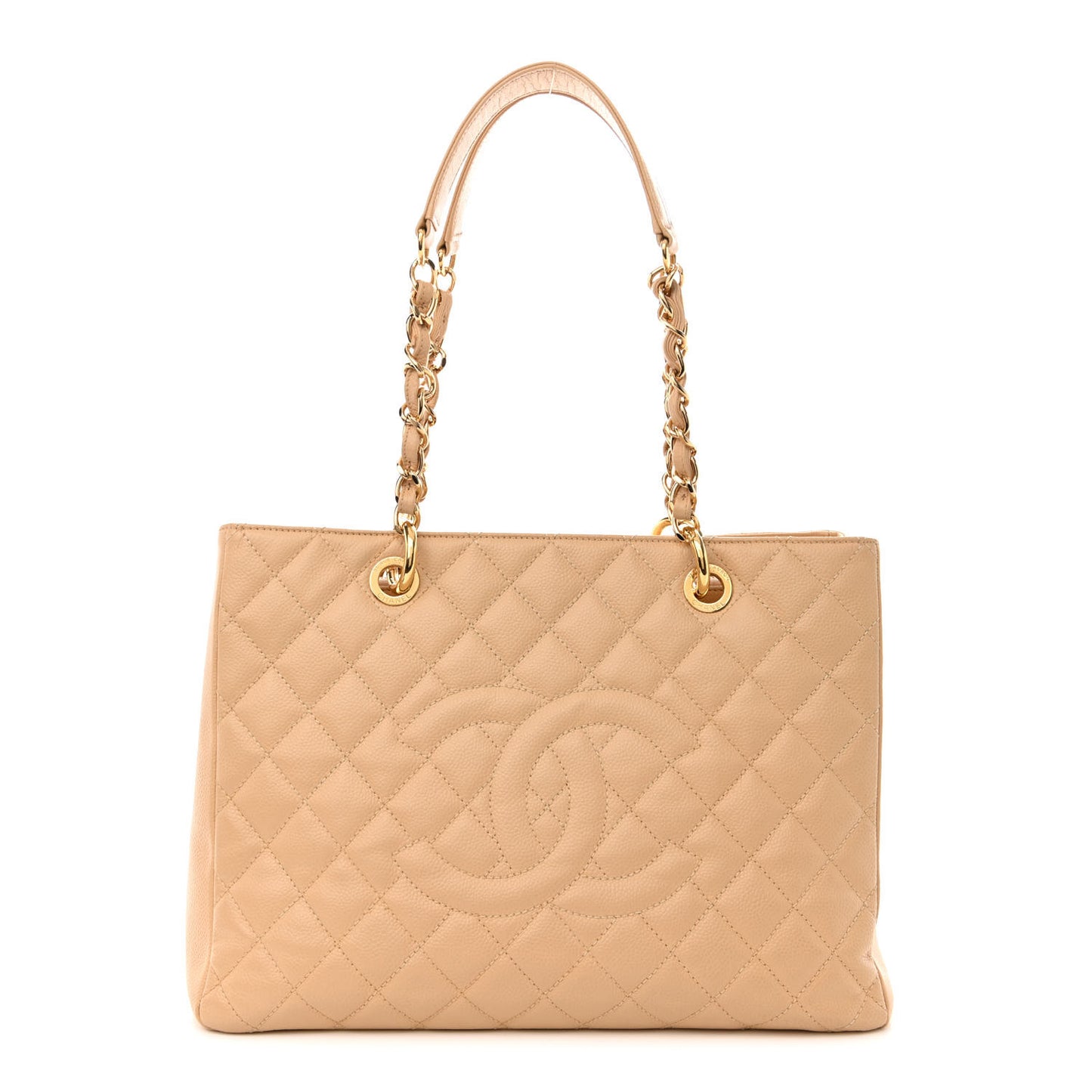 Caviar Quilted Grand Shopping Tote GST Beige Clair