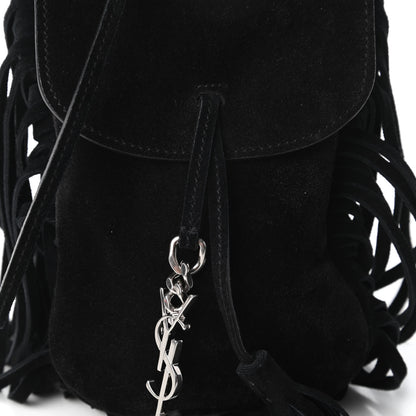 Saint Laurent Suede Fringe Toy Monogram Anita Crossbody Bag Black 10 of 10
