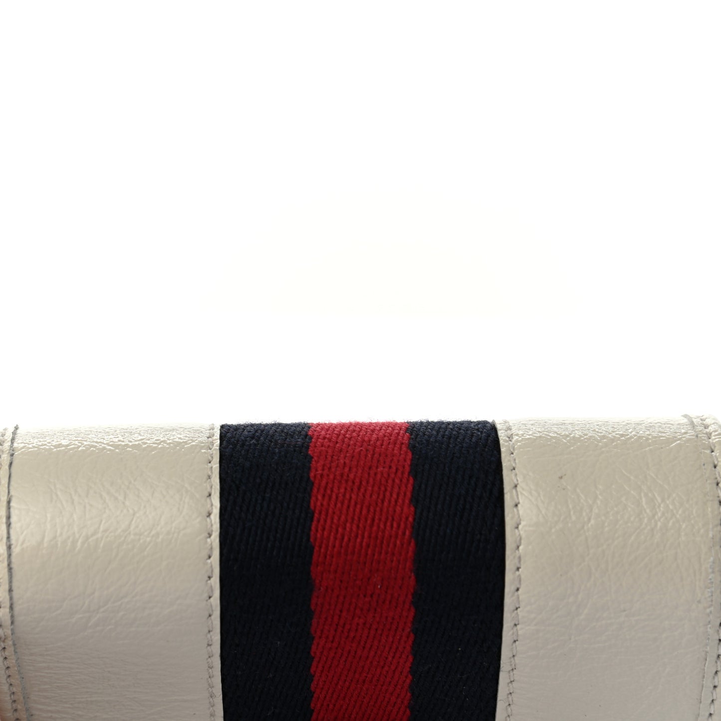 Calfskin Web Rajah Chain Card Case Wallet White