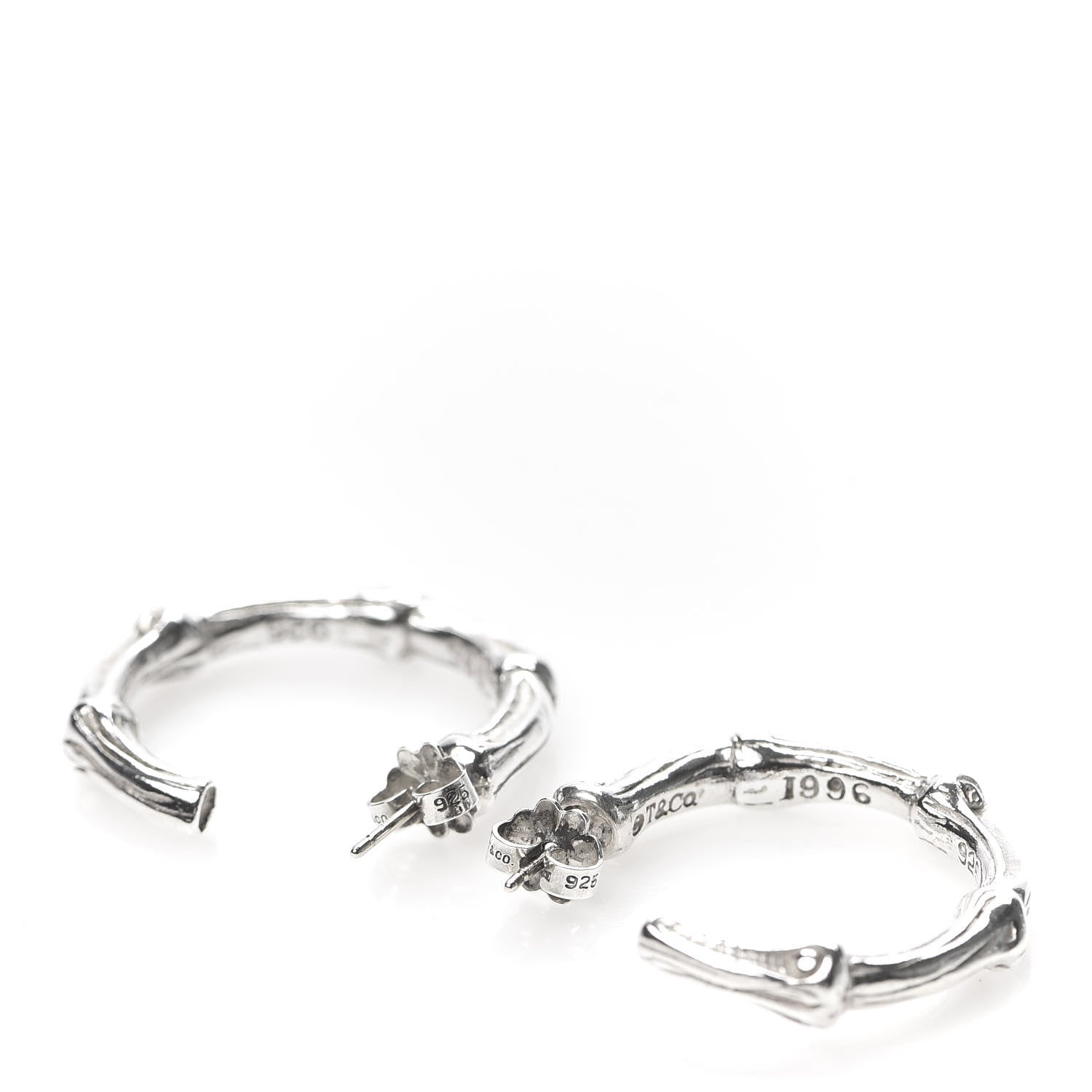 Tiffany Sterling Silver Bamboo Hoop Earrings 3 of 6