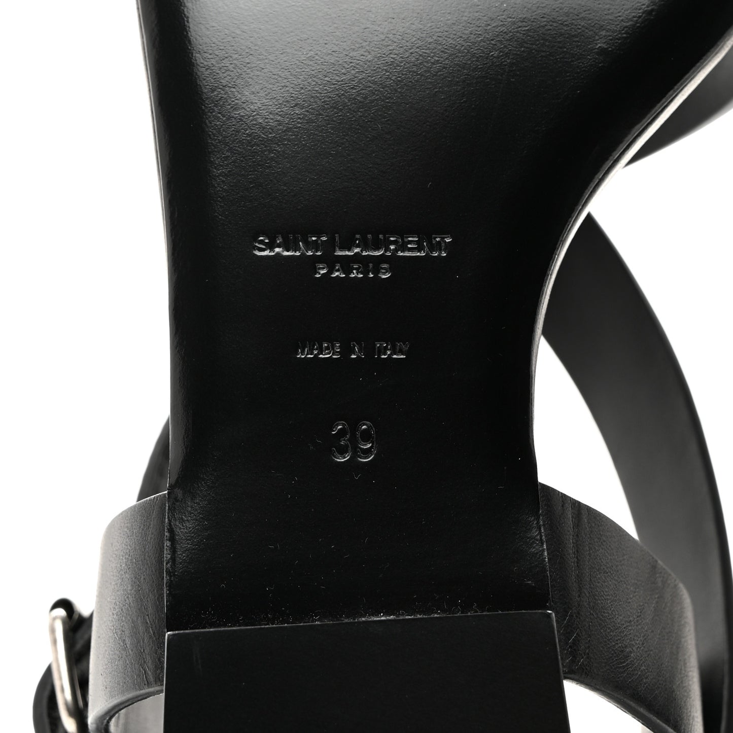 SAINT LAURENT Calfskin Gladiator Sandals 39 Black