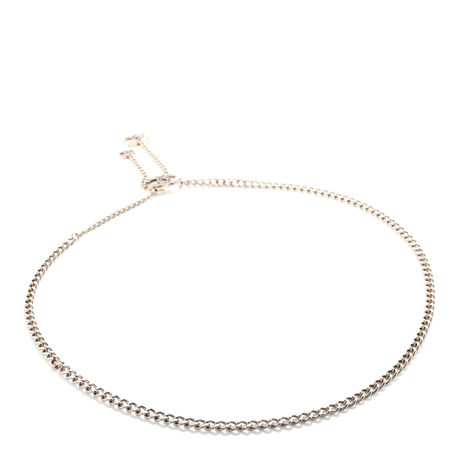 Chanel Metal Enamel CC Adjustable Chain Logo Belt Silver Black 2 of 4