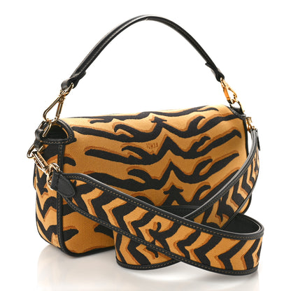 Fendi Canvas Chinese New Year Tiger Embroidered Baguette Black Dark Yellow 3 of 8