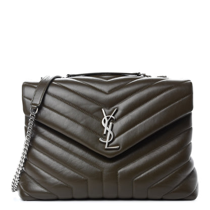 Saint Laurent Calfskin Y Quilted Monogram Medium Loulou Chain Satchel Kaki Fonce 1 of 11