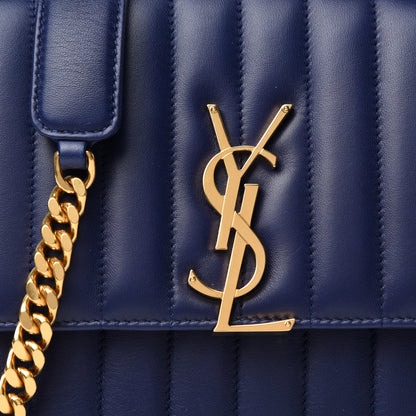 Saint Laurent Lambskin Matelasse Monogram Medium Vicky Chain Bag Blue 10 of 10