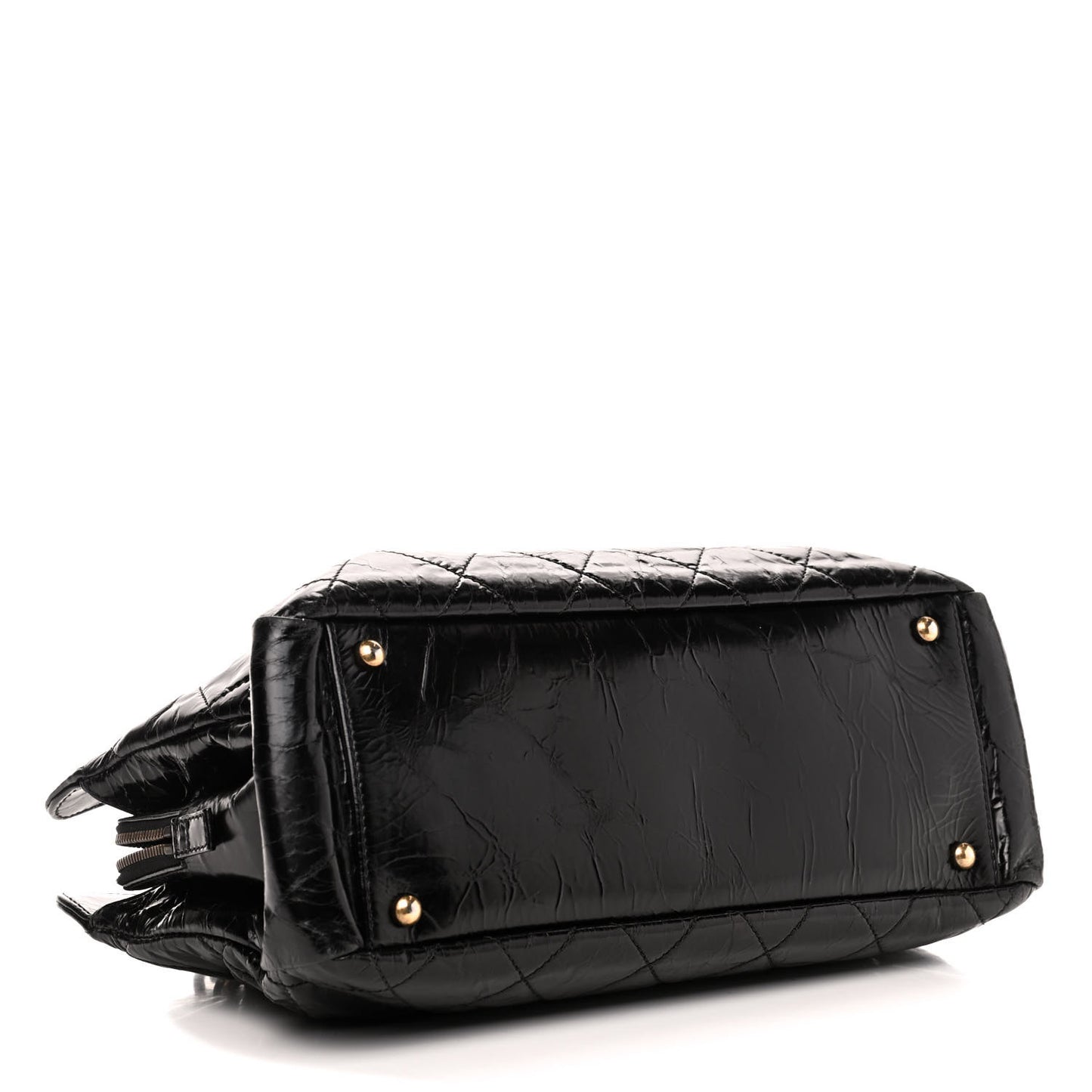 Glazed Crackled Calfskin Small Reissue Tote Black