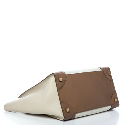 Celine Smooth Calfskin Shrunken Lambskin Mini Tri-Color Luggage Chalk 3 of 14