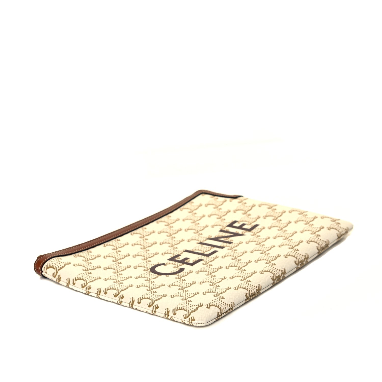 Celine Triomphe Canvas Lambskin Small Pouch White 4 of 6