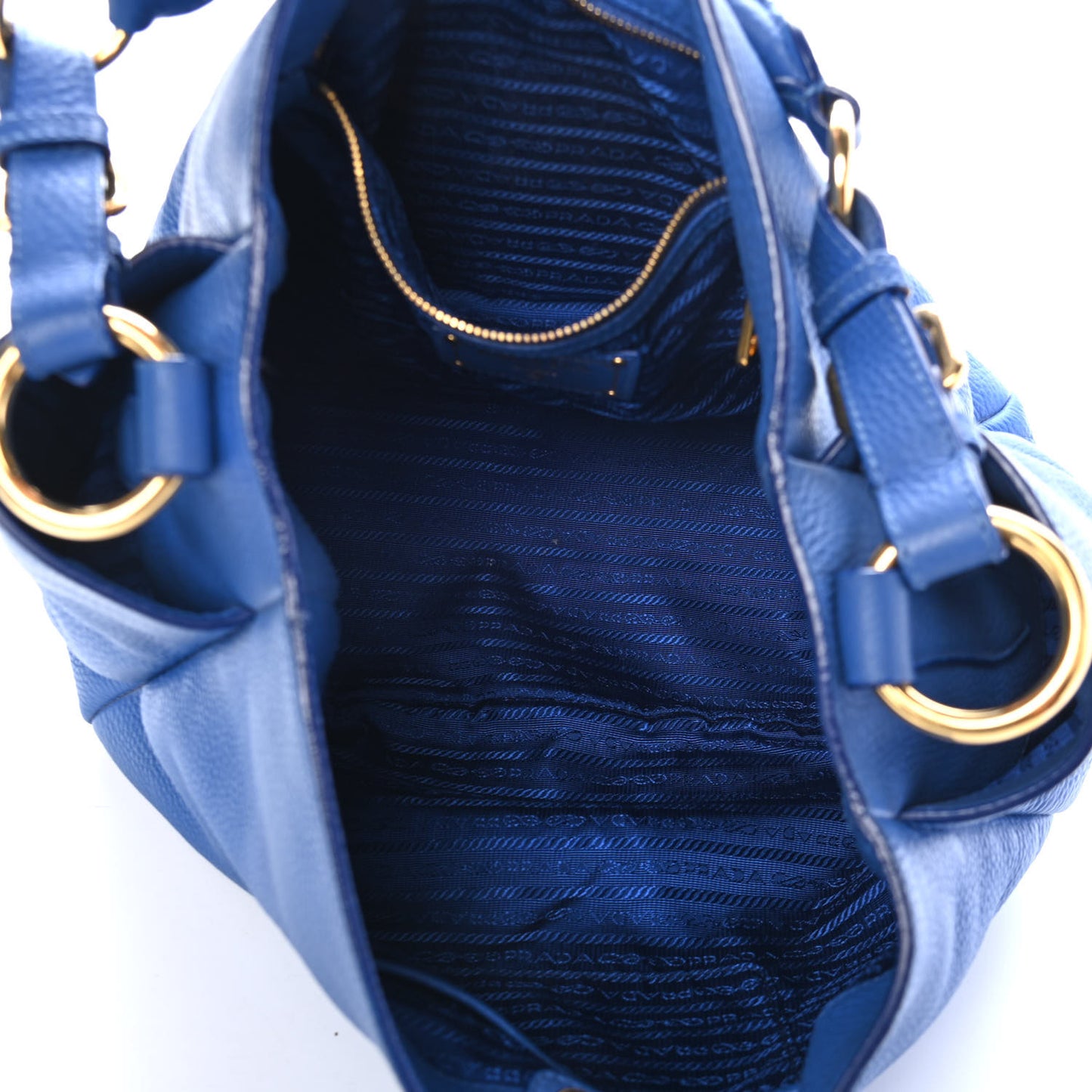 Vitello Daino Side Pocket Hobo Azzurro