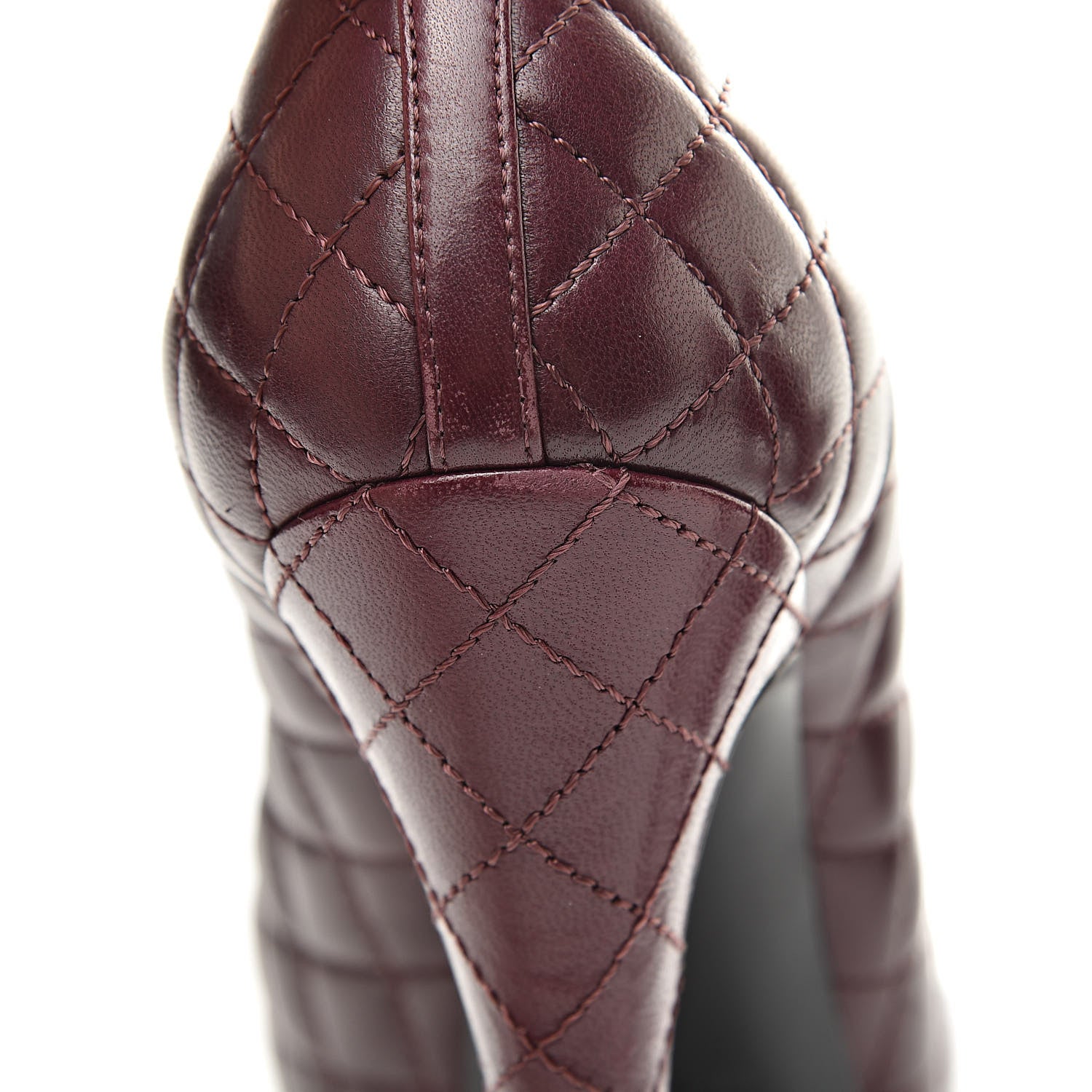 Chanel Lambskin Quilted CC Cap Toe Pumps 35 Burgundy 13 of 14