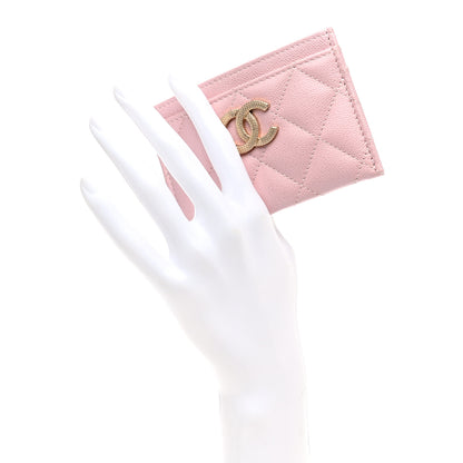 Chanel Caviar Quilted Studded CC Card Holder Light Pink 2 of 10