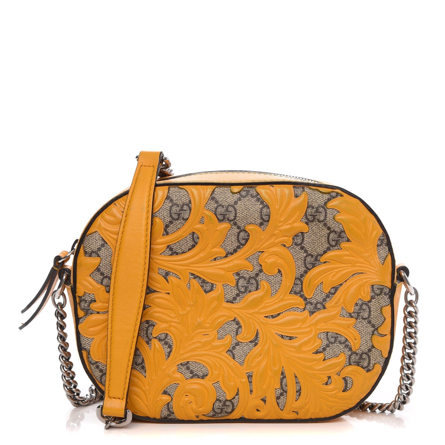 Gucci GG Supreme Monogram Arabesque Mini Chain Shoulder Bag Beige Yellow 1 of 21
