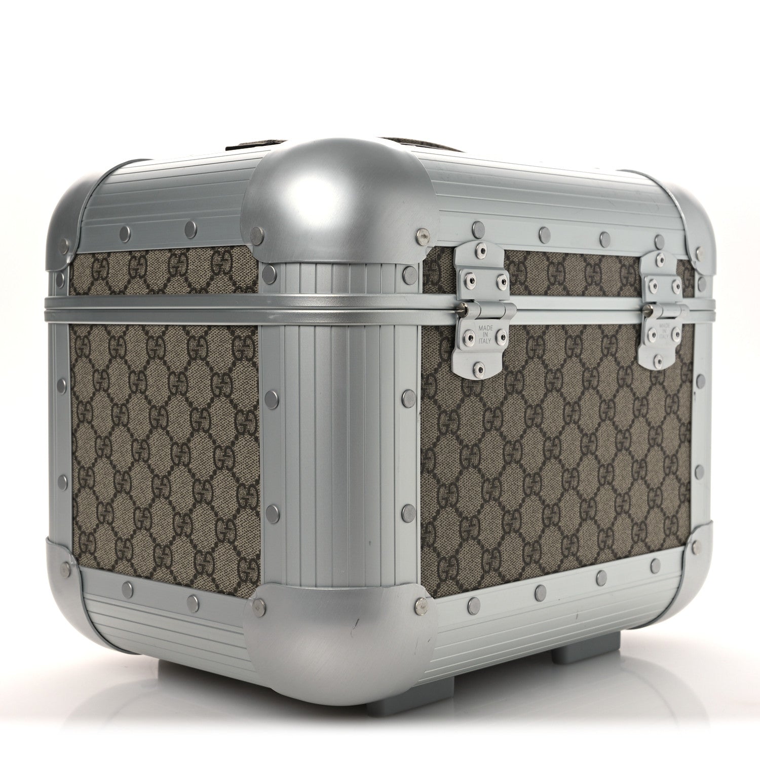 Gucci GG Supreme Monogram Aluminum Porter Beauty Case Silver 4 of 16