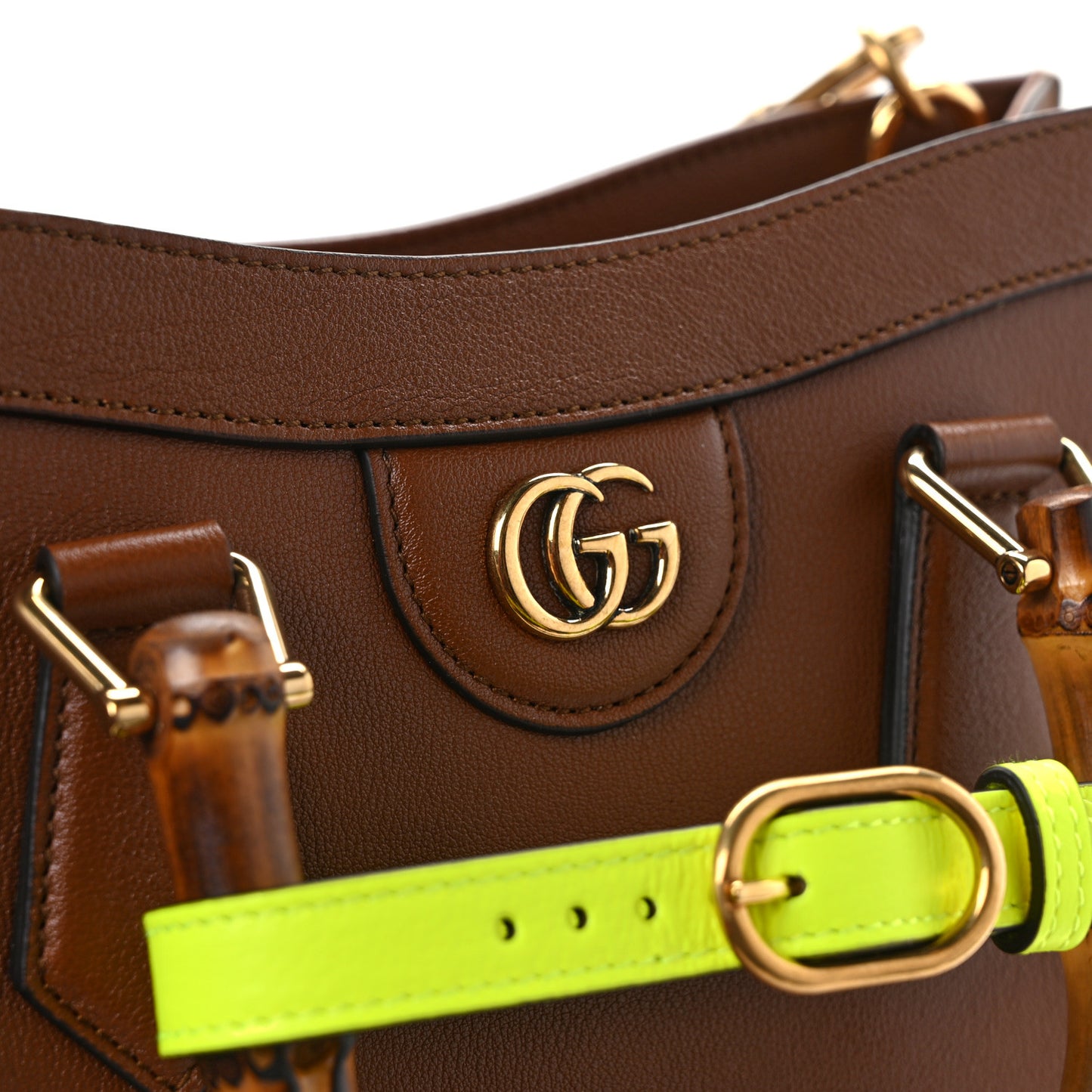 Wonka Grain Calfskin Small Diana Tote Bag Cuir Yellow Fluo