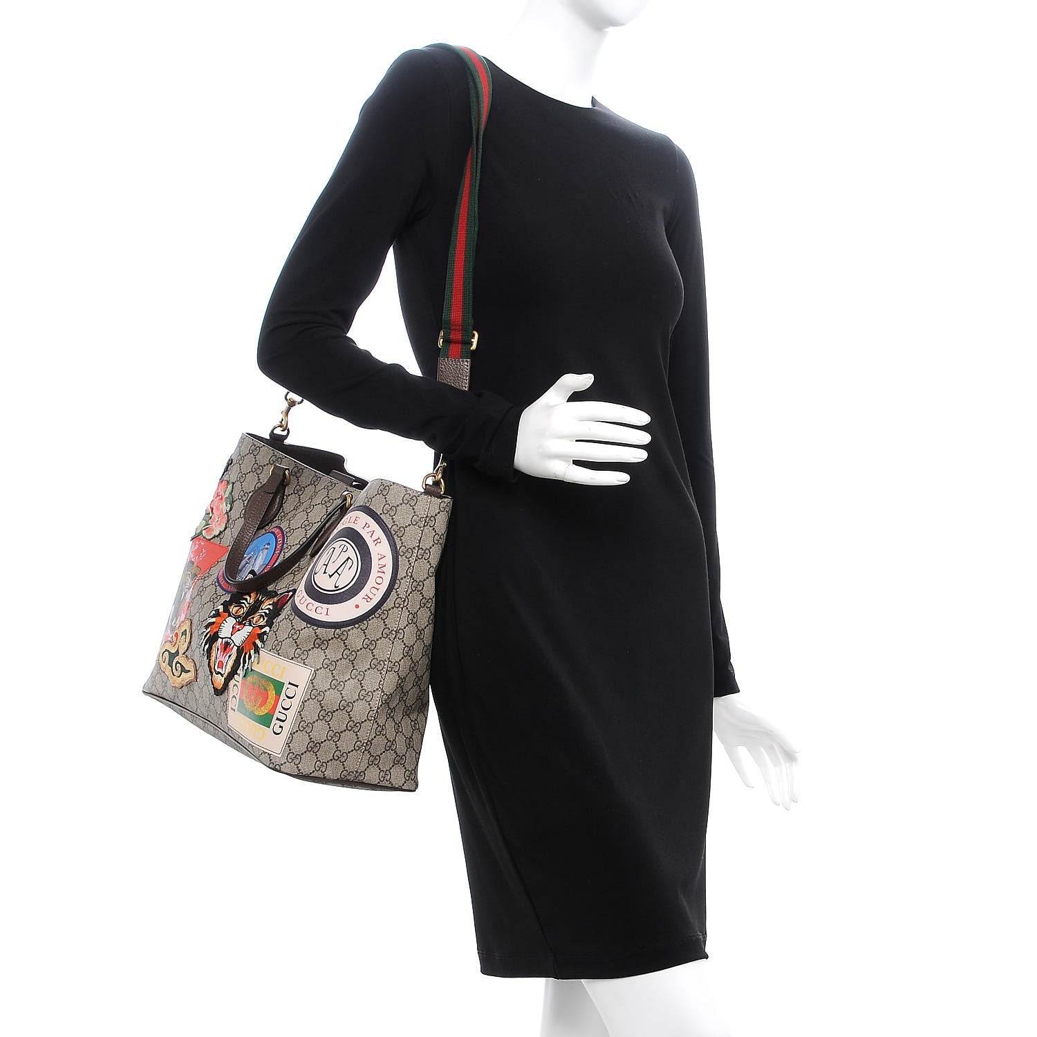 Gucci Soft GG Supreme Monogram Courrier Medium Crossbody Tote Beige New Acero 3 of 9