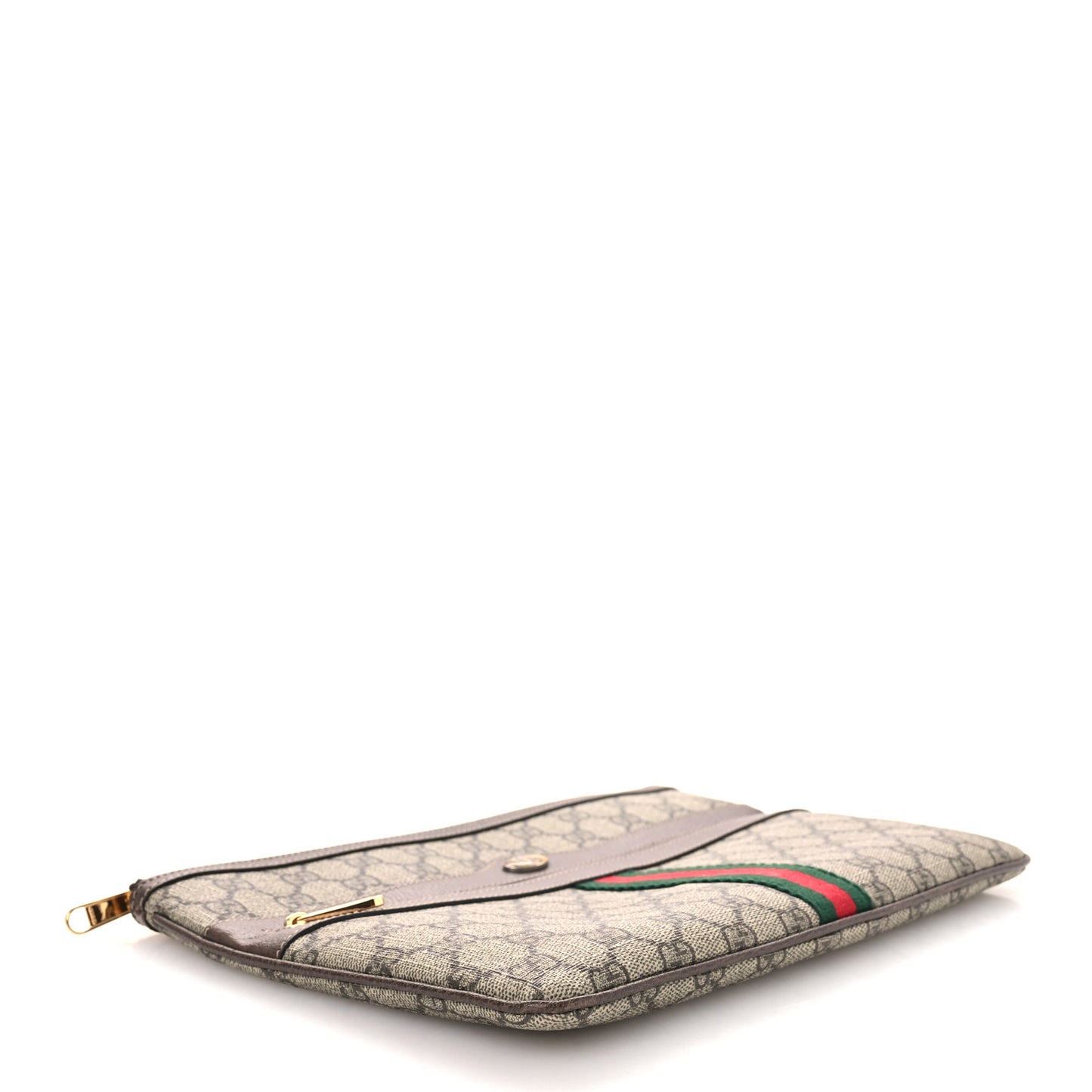 GG Supreme Monogram Large Ophidia Pouch Clutch Brown
