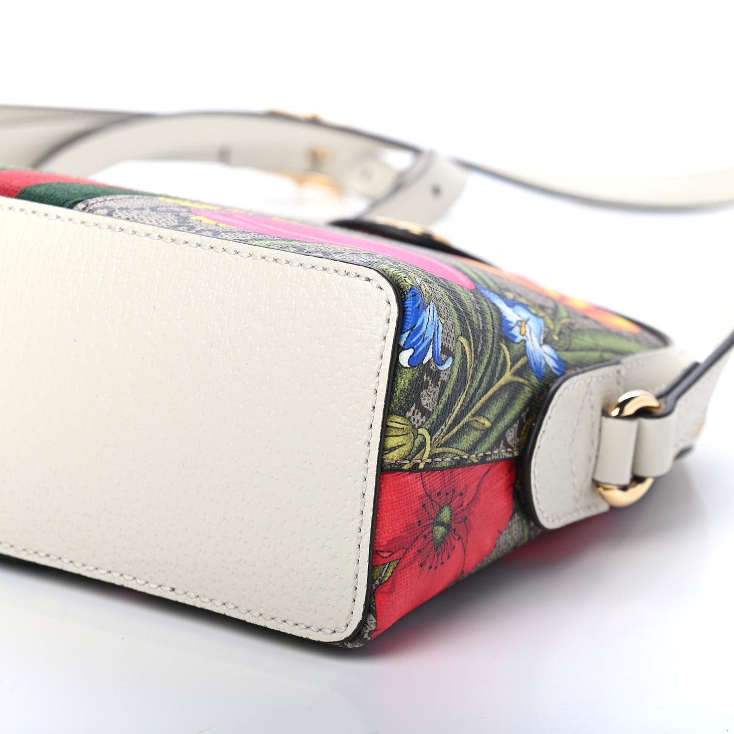 GG Supreme Monogram Flora Web GG Small Ophidia Dome Shoulder Bag White