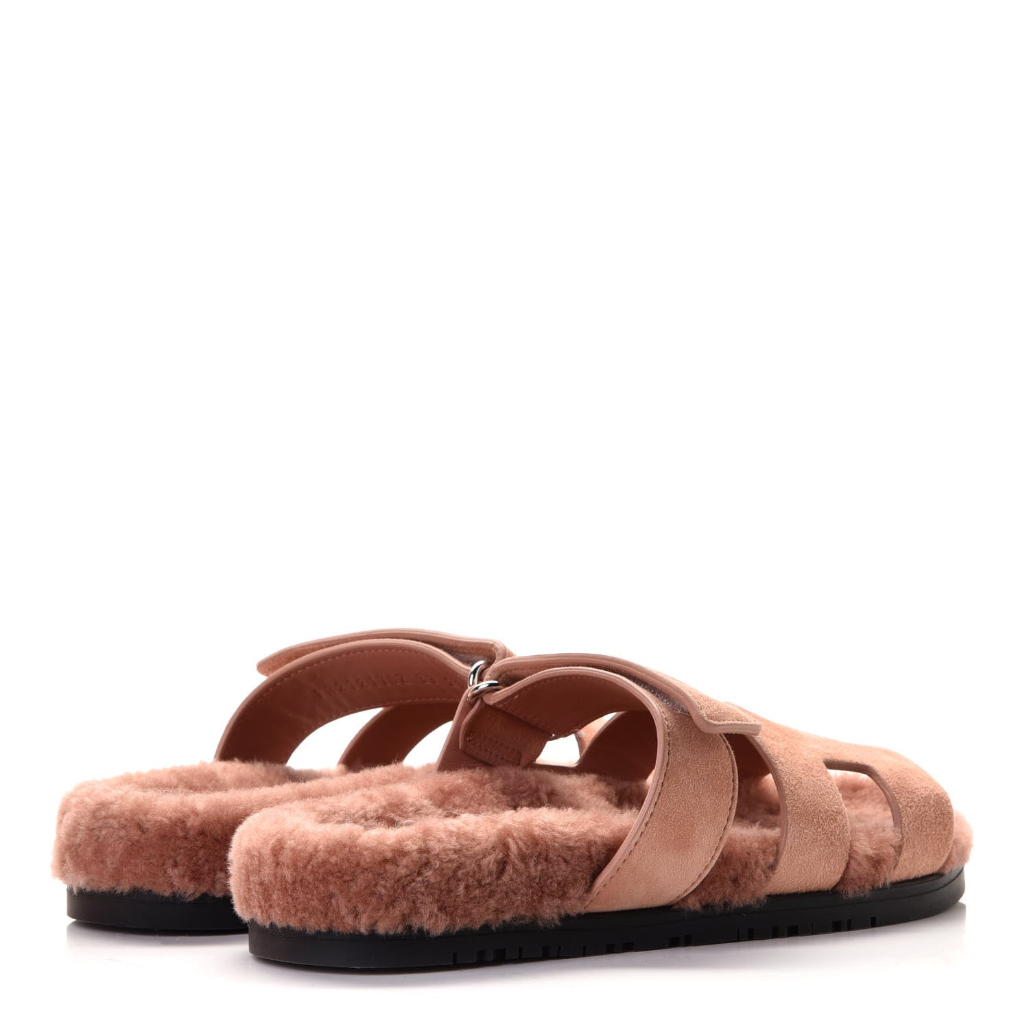 Hermes Suede Goatskin Woolskin Womens Chypre Sandals 37 Rose Aube 3 of 8