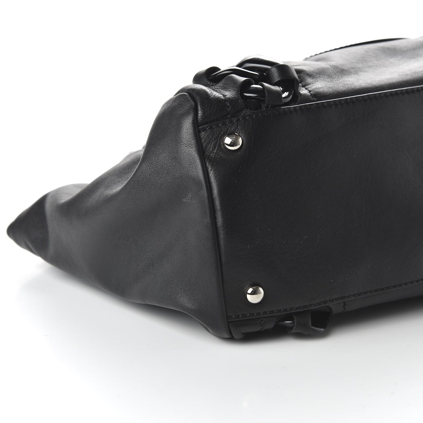 Calfskin Modern Chain Rhodoid East West Tote Black