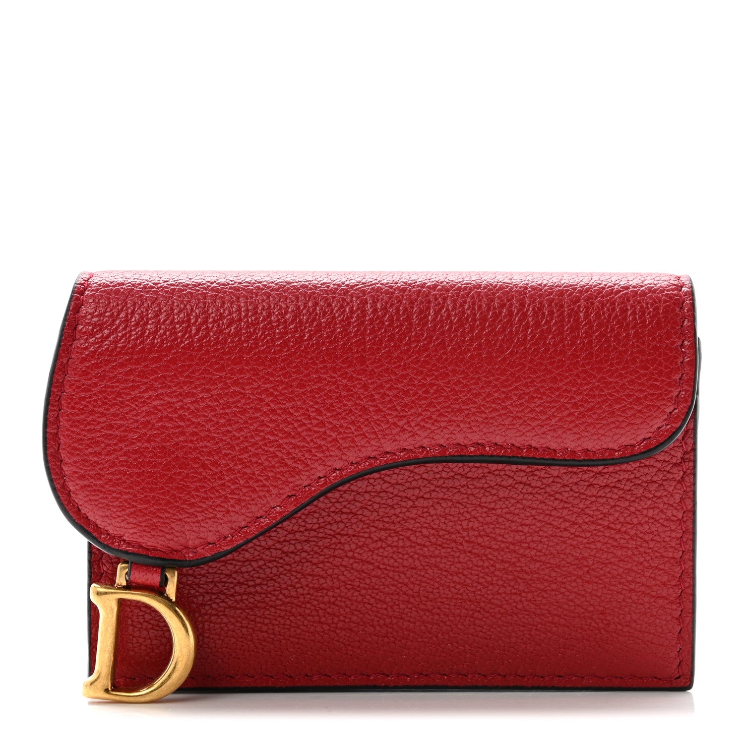 Christian Dior Goatskin Saddle Card Holder Mexican Red 1 of 7