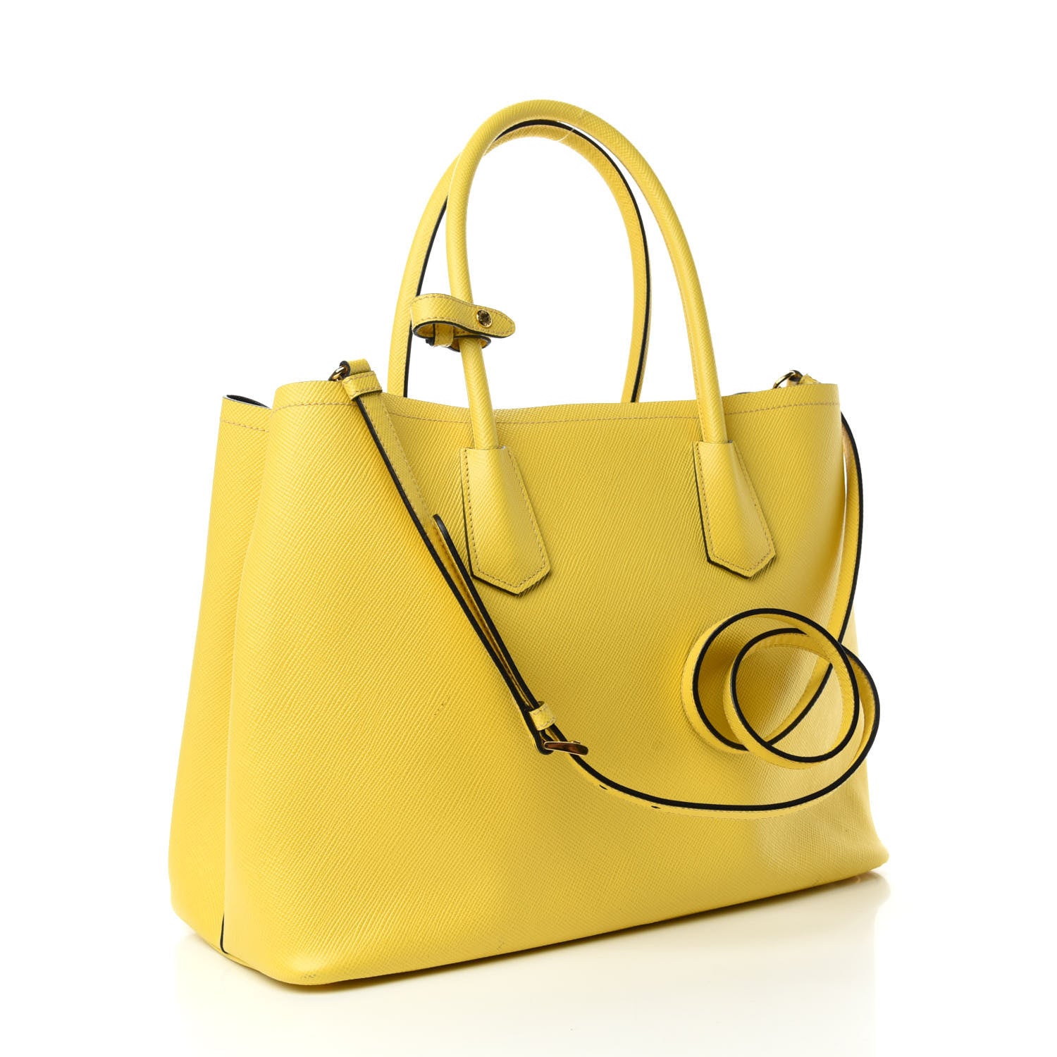 Prada Saffiano Cuir Medium Double Bag Girasole 3 of 10