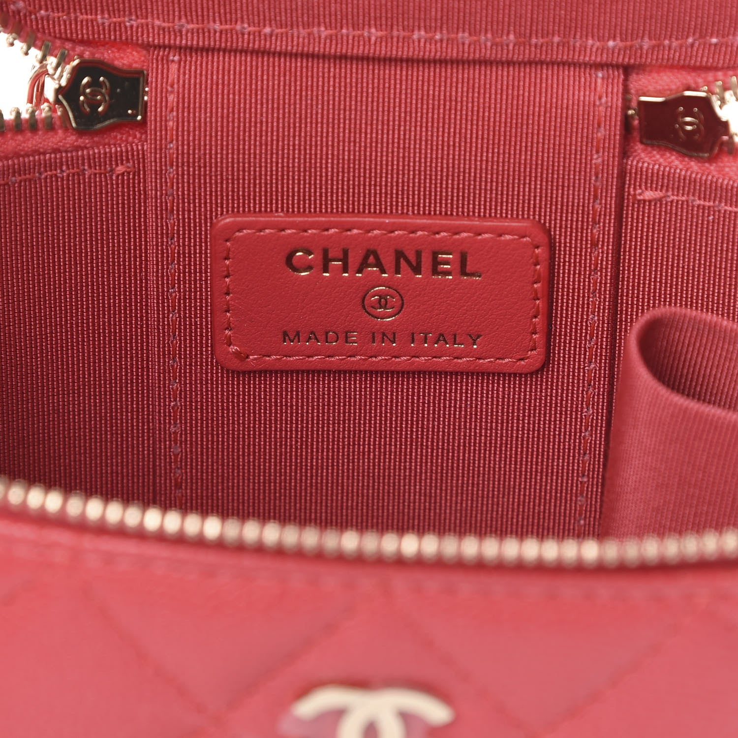 Chanel Caviar Quilted Mini Vanity Case With Chain Red 6 of 11