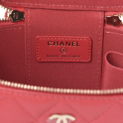 Chanel Caviar Quilted Mini Vanity Case With Chain Red 6 of 11