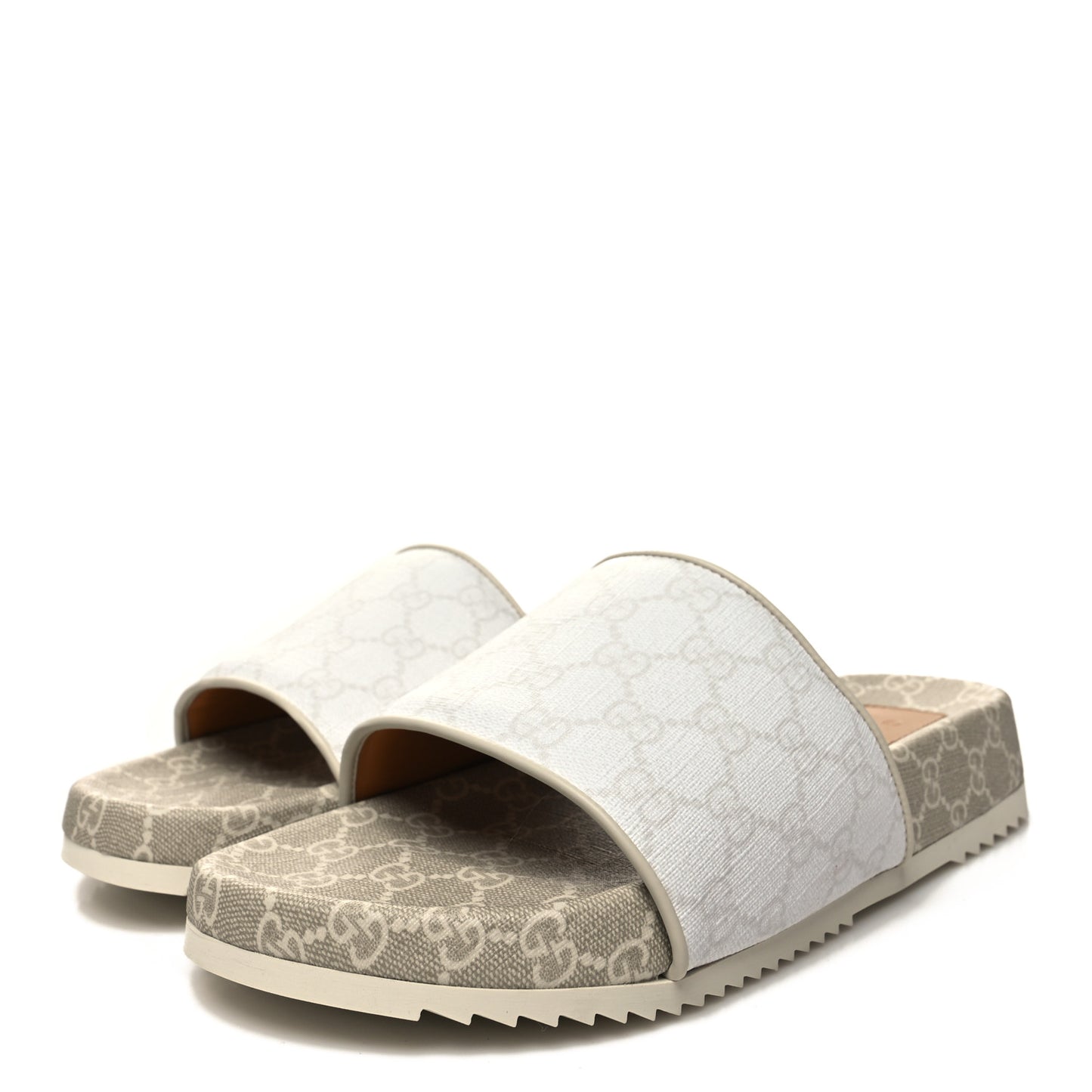 GG Supreme Monogram Demetra Mens Slide Sandals 10 White Mystic White