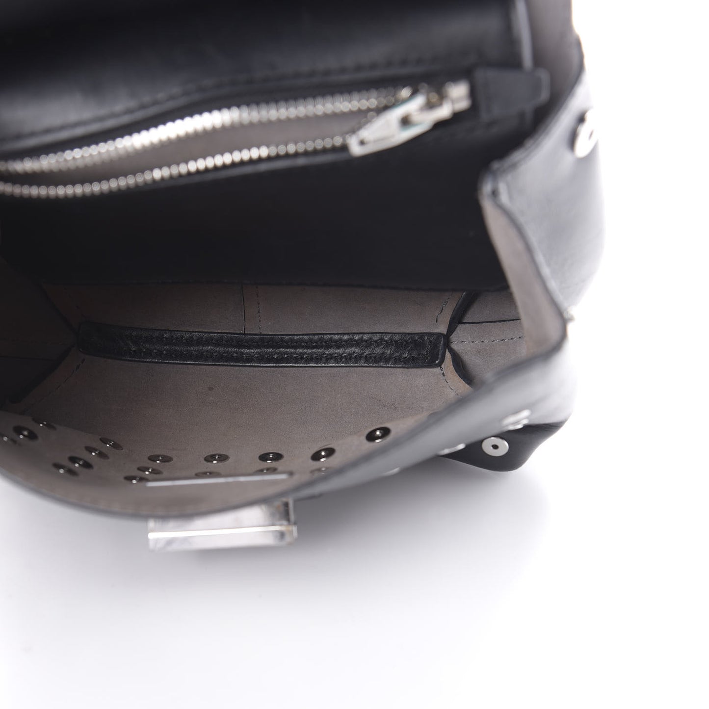 Lambskin Small Eyelets Marion Tote Black Silver Hardware