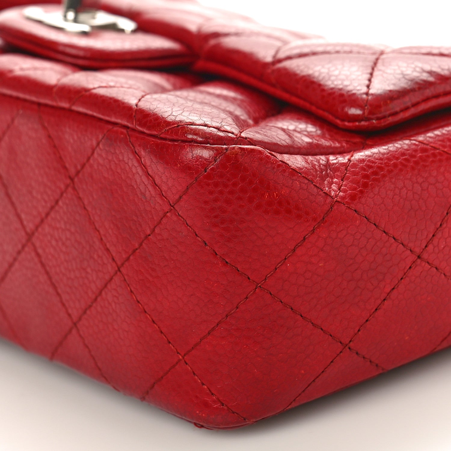 Chanel Caviar Quilted Mini Rectangular Flap Red 10 of 14
