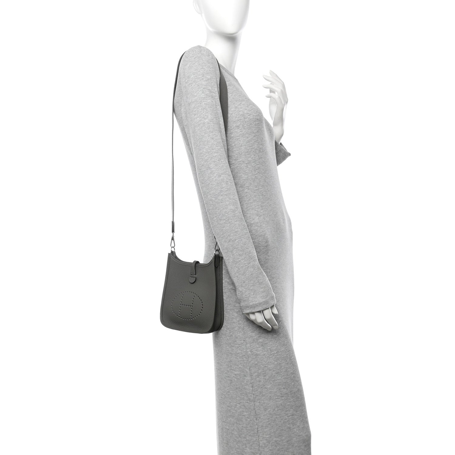 Hermes Taurillon Clemence Evelyne TPM Gris Meyer 2 of 10
