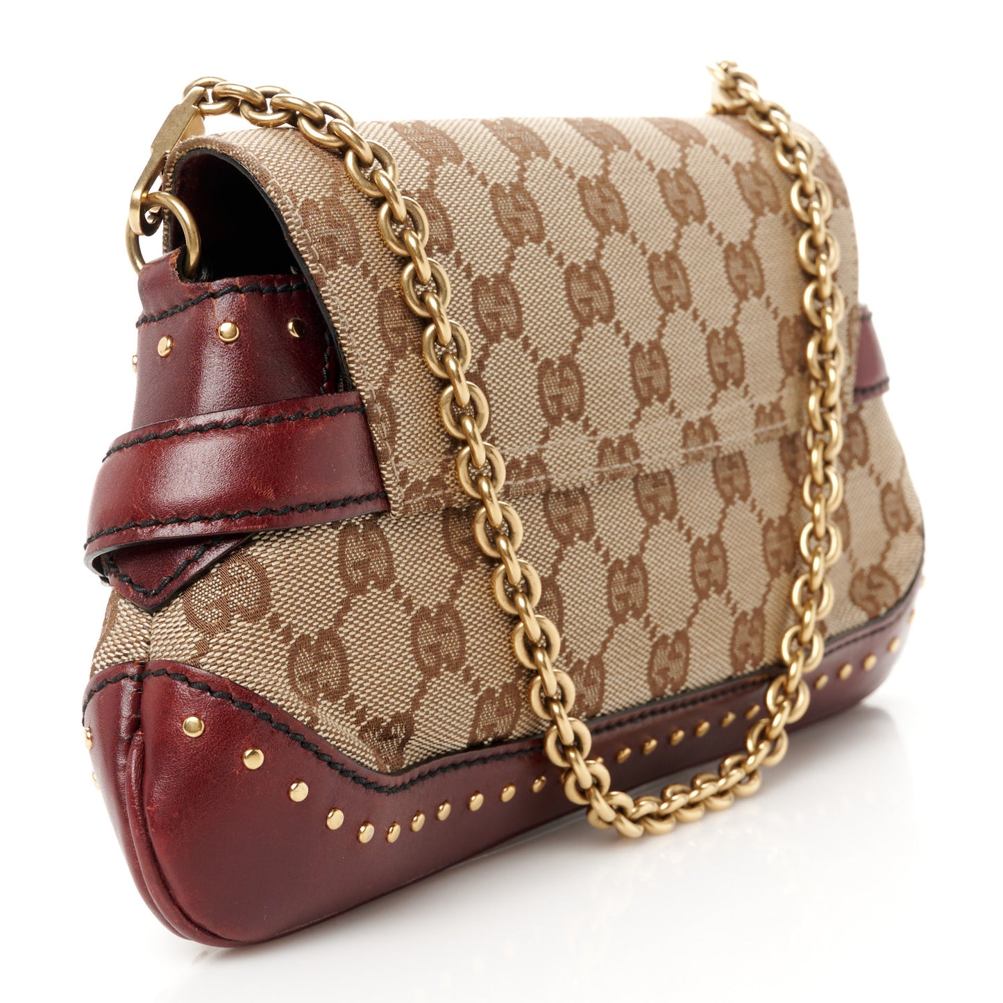 Monogram Studded Small Horsebit Clutch Bordeaux