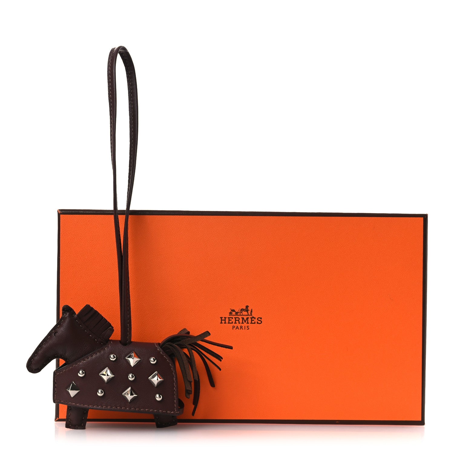 Hermes Milo Lambskin Studded Grigri Rodeo Robeo Rock Horse Bag Charm PM Terre 5 of 5