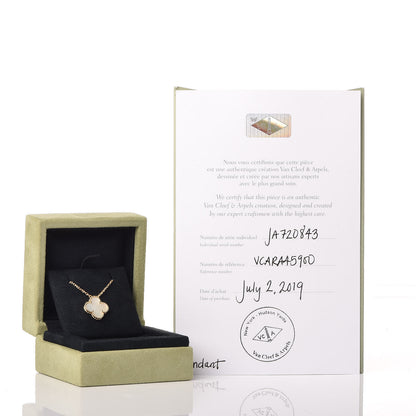 Van Cleef & Arpels 18K Yellow Gold Mother of Pearl Vintage Alhambra Pendant Necklace 7 of 7