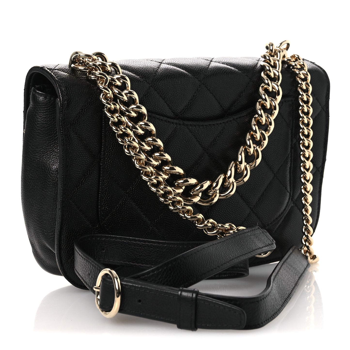 Caviar Quilted Small Studded Flap Black