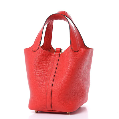 Hermes Taurillon Clemence Picotin Lock 18 PM Rouge De Coeur 3 of 9